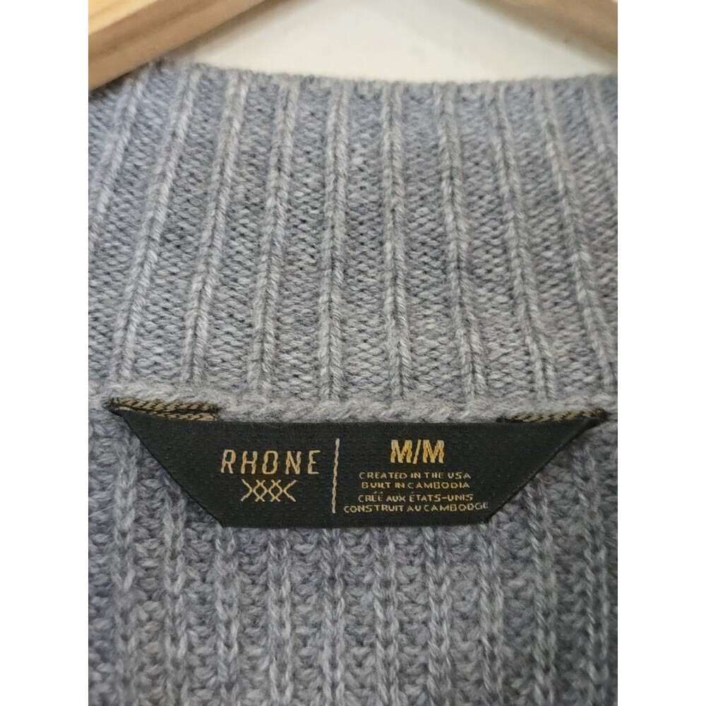Rhone Sweater Mens Medium Gray Wool Cashmere Ribbed Crewneck Luxury - Picture 8 of 10